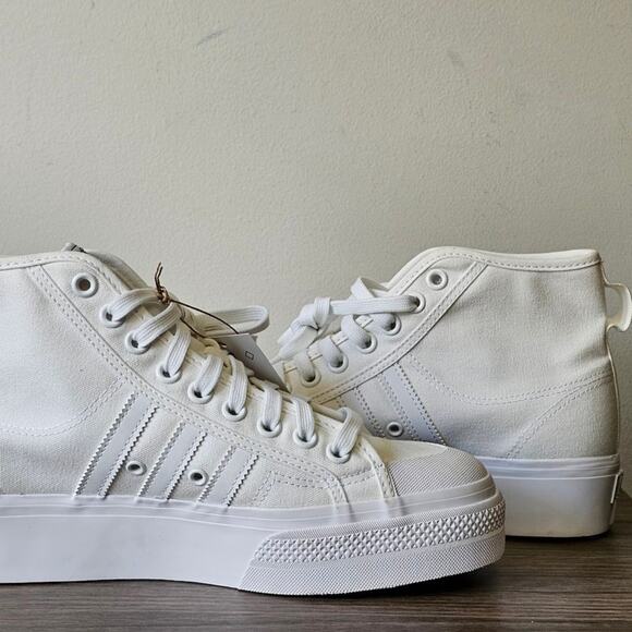 ADIDAS Women's Orig. Nizza Platform Mid Casual Sneakers Size 11 White NWT - Picture 3 of 8